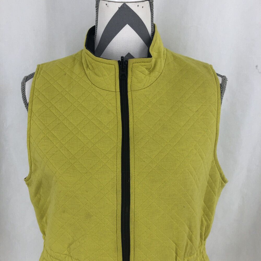 Cabi Quilted Vest Black/Yellow Reversible Full Zip #927 Travel Medium